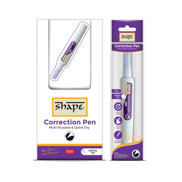 Shape Correction Pen 7 ml Pouch Pack featuring a metal tip and quick dry formula for clean writing corrections