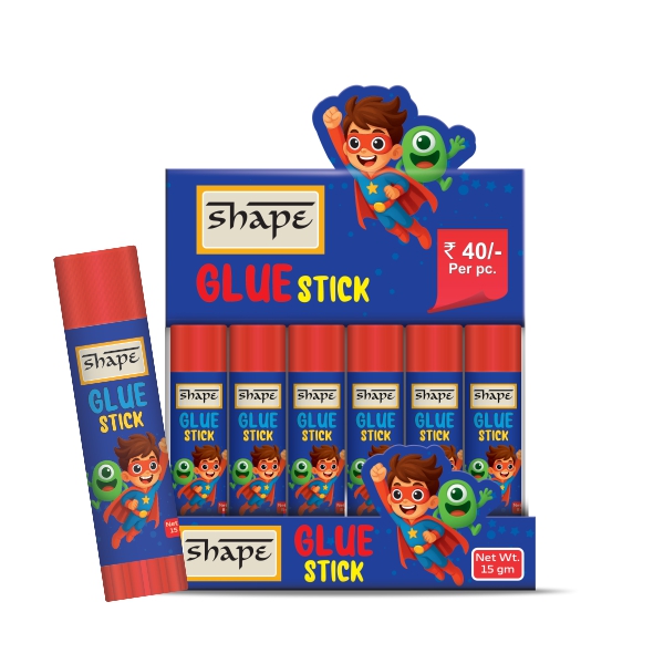 Shape Glue Stick 15gm with superhero packaging for strong and smooth sticking.