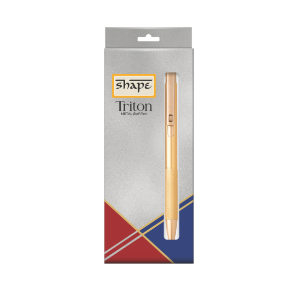 Shape TRITON Ball Pen in gold and blue with textured grip, known as the best pen for everyday writing