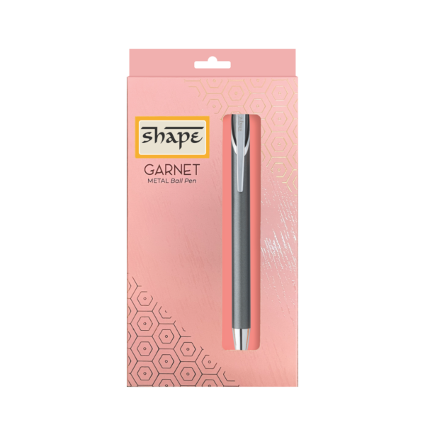 Shape Garnet Ball Pen featuring a curved ergonomic metal body and rose gold accents for luxury gifting