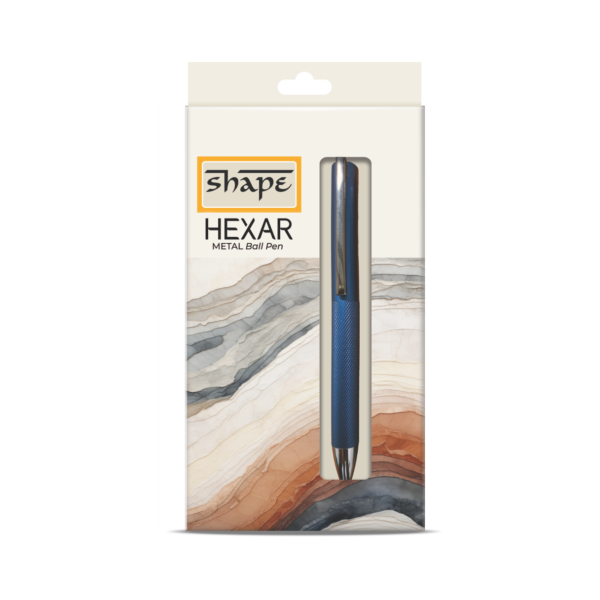 Shape Hexar Ball Pen featuring a solid metal build and textured ergonomic grip for business gifting