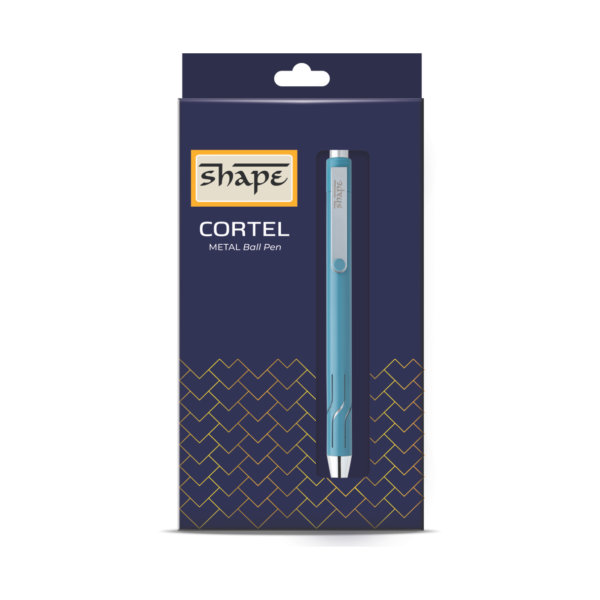 Shape CORTEL Ball Pen slim metal click pen in blue shades, known as the best click ballpoint pen for conferences