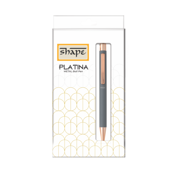 Shape PLATINA Ball Pen featuring a ribbed ergonomic grip and sleek metal body, known as the best ballpoint pen for corporate gifting